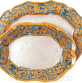 Scalloped tray in enameled terracotta